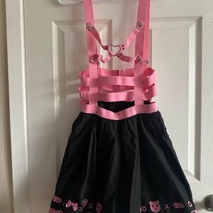 Little for Big Pink and Black Strappy Dress